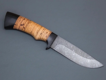 Нож Егерь дамасская сталь береста