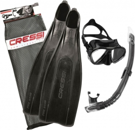 Набор для снорклинга CRESSI PRO STAR BAG, черный, (ласты PRO STAR + маска MATRIX + трубка GAMMA + сумка) 41/42 43/44 45/46